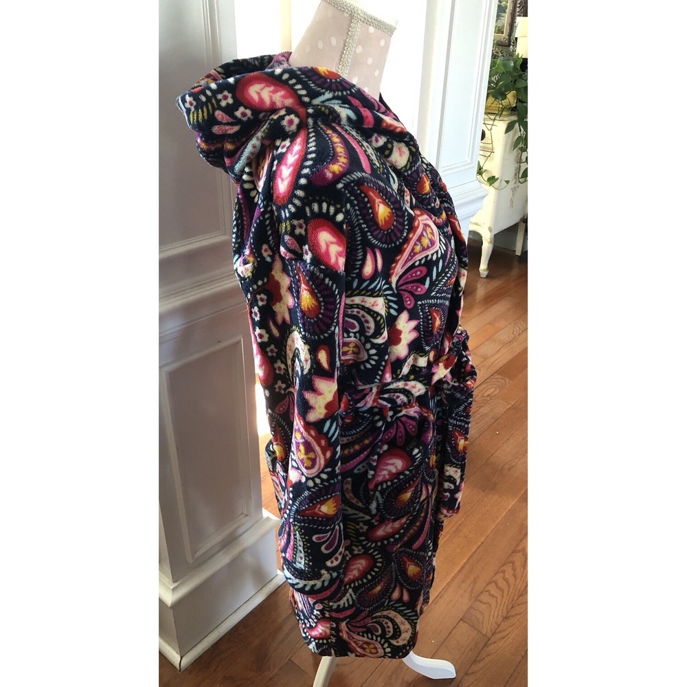Painted Paisley Hooded Robe - Black/Multi - Picture 6 of 8